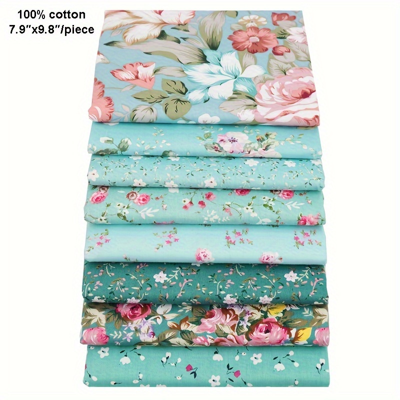 

8pcs Green Series Printed Fabric, Patchwork Cloth, Doll Needlework Cloth, Diy Sewing Quilting Material