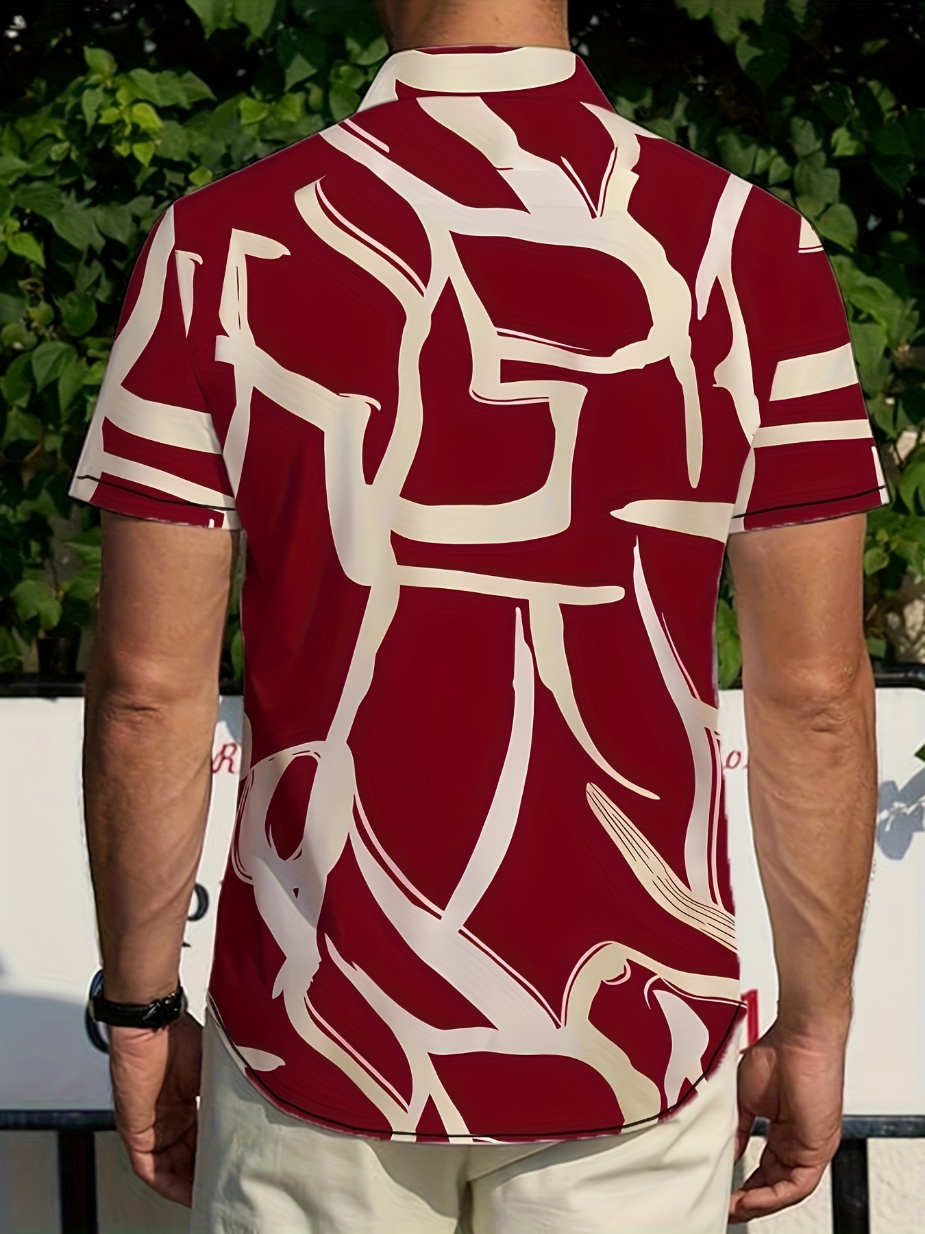 camisa casual manga corta hombre estampado geométrico Temu