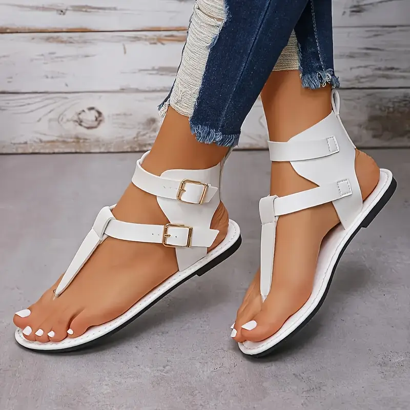 womens solid color thong sandals belts soft sole lightweight casual shoes non slip shoes details 2