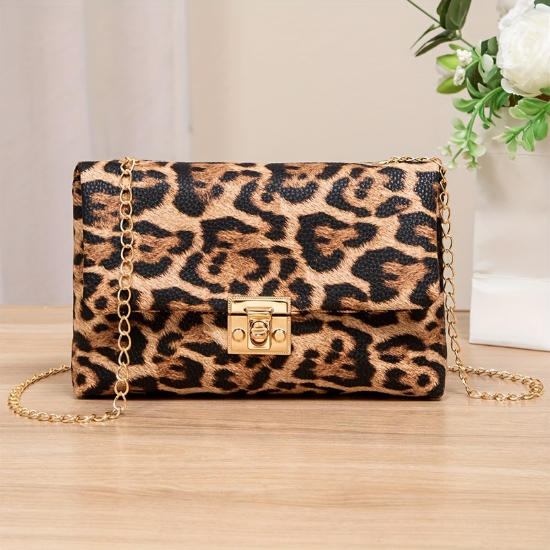 Image of Women's Leopard Print Crossbody Bag With Closure - Casual Diagonal Crossbody/shoulder Purse Suitable For Commuting, Travel & Daily Use