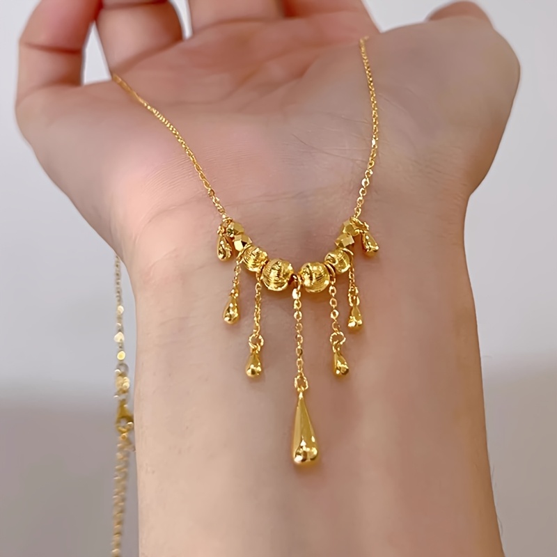 TEMU Nouveau collier à pompons de , style cour chinoise, perles jaunes inspirées de , chaîne de clavicule d'une beauté