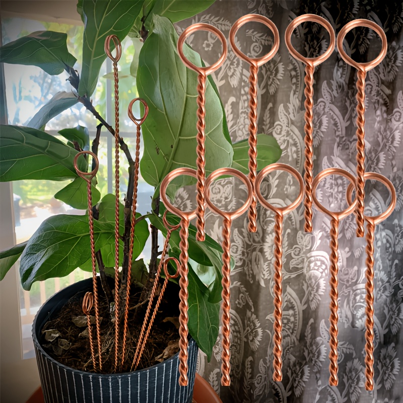 E-shop 9er-Pack Elektrokultur Kupfer Gartenantennen-Set, 2-in-1 Dicke 99% Kupferdraht Elektrokultur Pflanzenstäbe & Kartenhalter, Elektronische