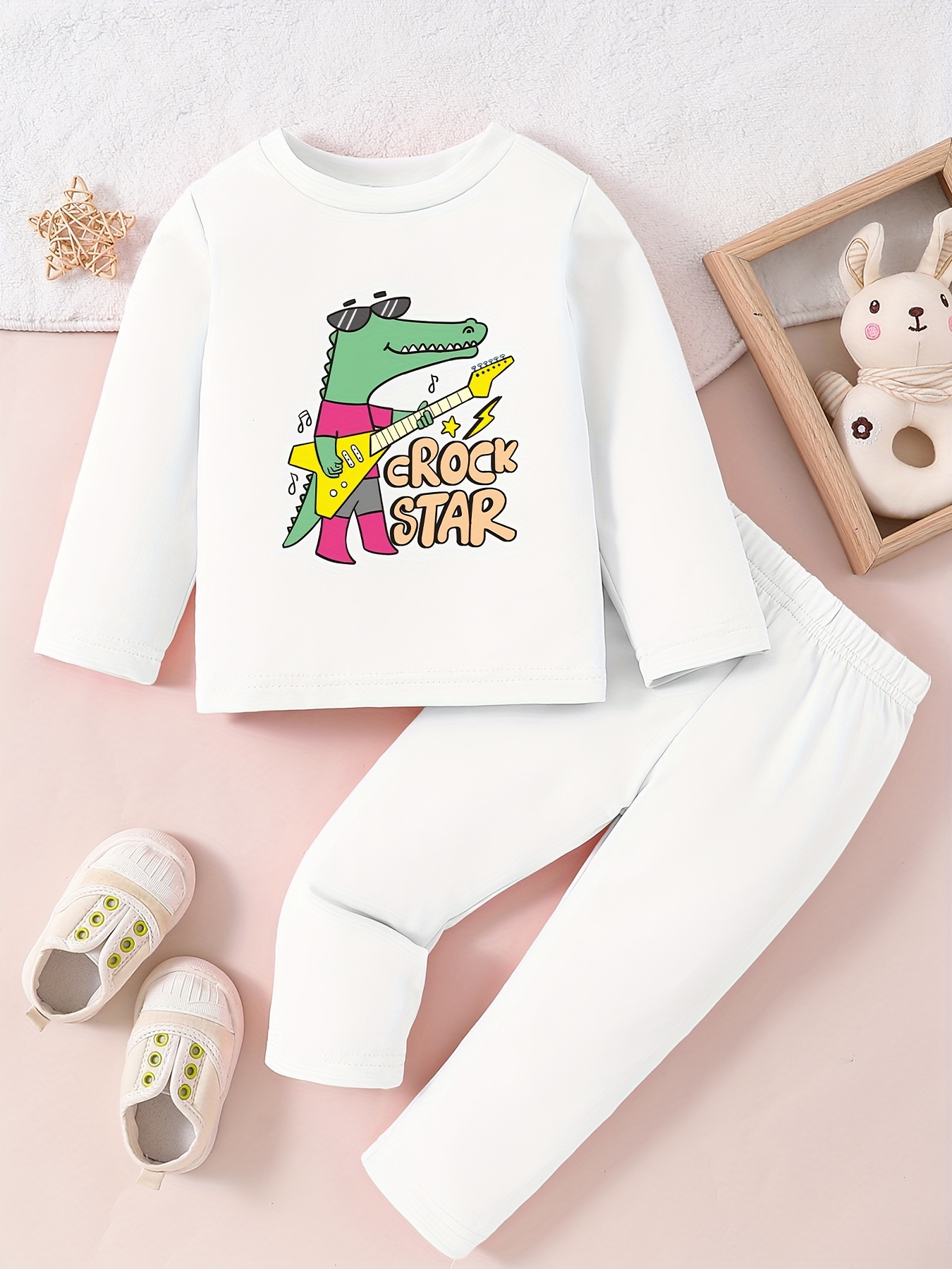 Spring 2024 Children Girl 2PCS Clothes Set Cotton Cartoon