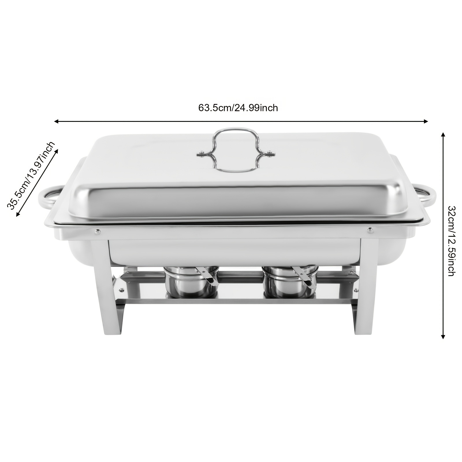 TEMU 3-compartment Stainless Steel Chafing Dish Buffet Set - For Catering & Parties - Keep Food Warm/cold - Modern Silvery 410 Stainless Steel,