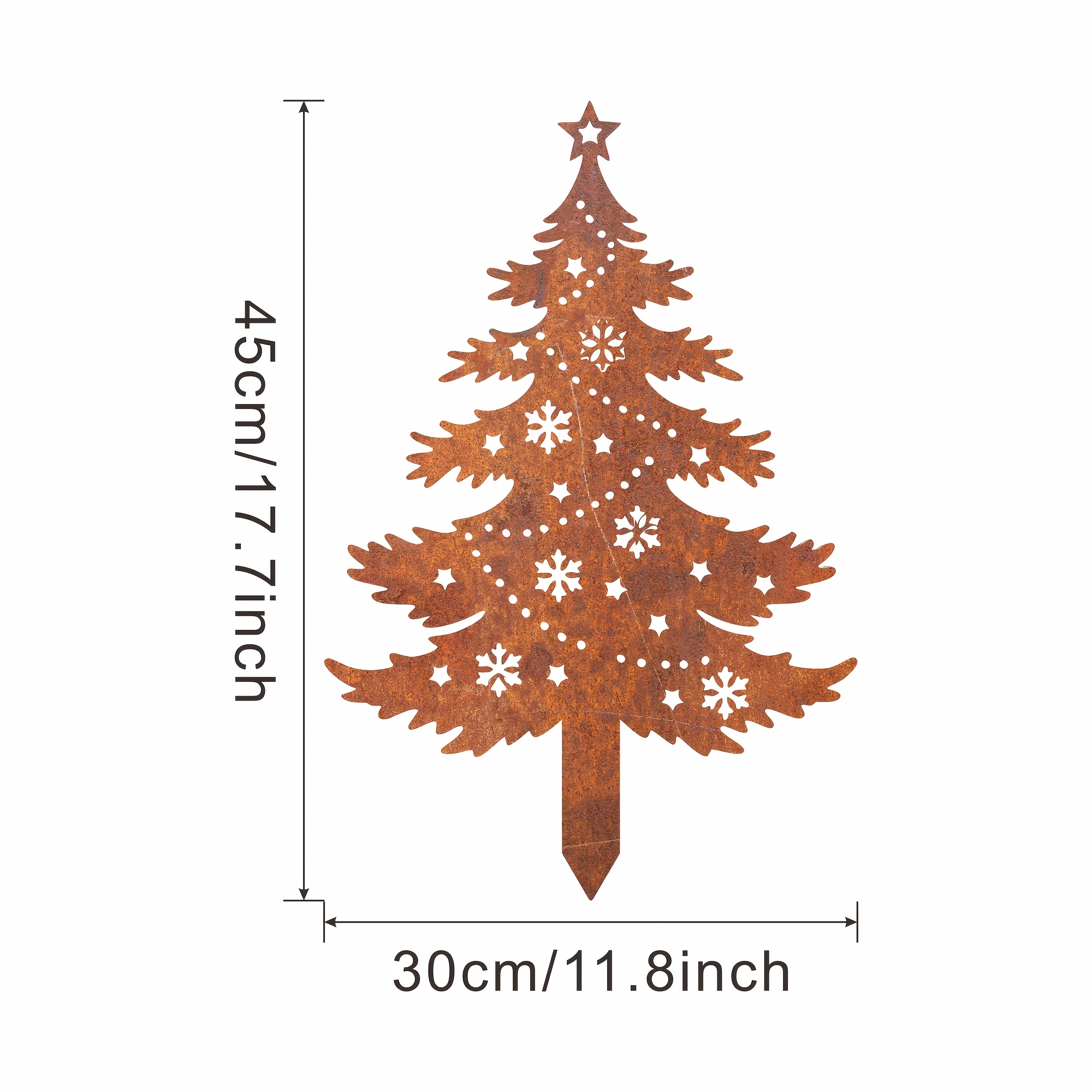 TEMU 【2d Flat】 [2d Flat] Vintage Metal Rusty Christmas Tree Yard Decoration, Metal Hollow Snowflake And , Outdoor Lawn And Flower Bed Ornament,