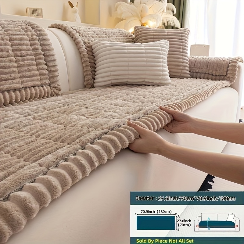TEMU 1pc Plush And Comfortable New Sofa Cushion, Washable, And Disassemble, Suitable For Decorations Of Sofas | Wavy | Soft And Sticky Velvet Texture
