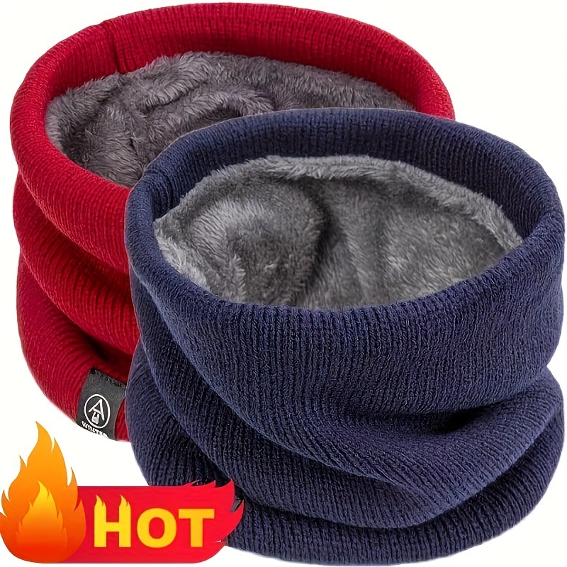 

1pc Elegant Polyester Knit Neck Warmer, Cold-proof Velvet-lined Multi-functional Scarf For Autumn And Winter