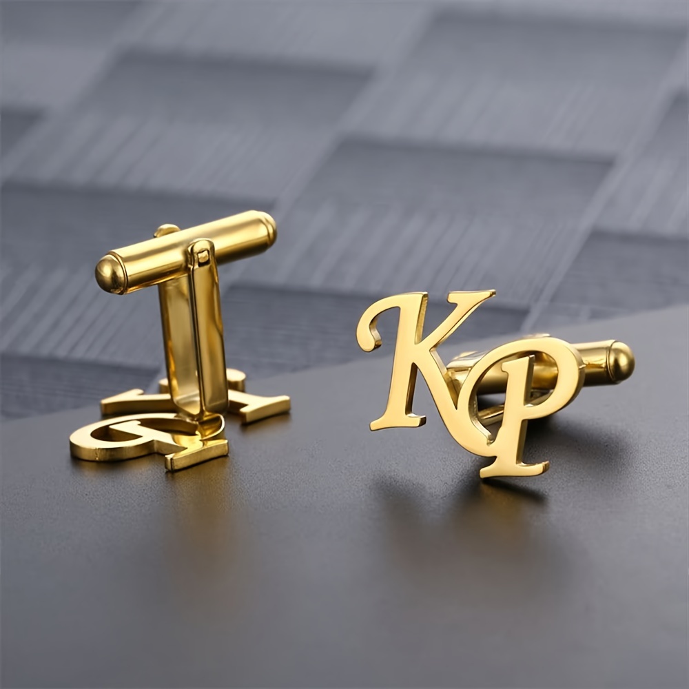 Boutons De Manchette Personnalisés Avec Monogramme Et Nom - Acier Inoxydable Gravé Pour Homme, Or Ou Argent