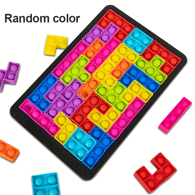 Image of Silicone Building Blocks Game - Random Color, Puzzle Popper Fidget Game, Push Pop Brain Teasers Toy, Puzzle Toys For Children, Gifts For Halloween And Christmas, Random Color
