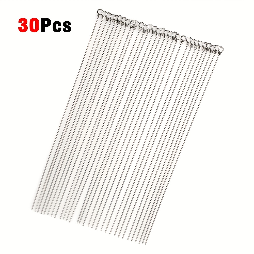 TEMU 30pcs Fishing Wire Pins With Ring, Iron Wire For Spinnerbait, Lure Making Additions For Fishing 0.5mm 0.6mm 0.7mm 0.8mm Straight Iron Wire Forms