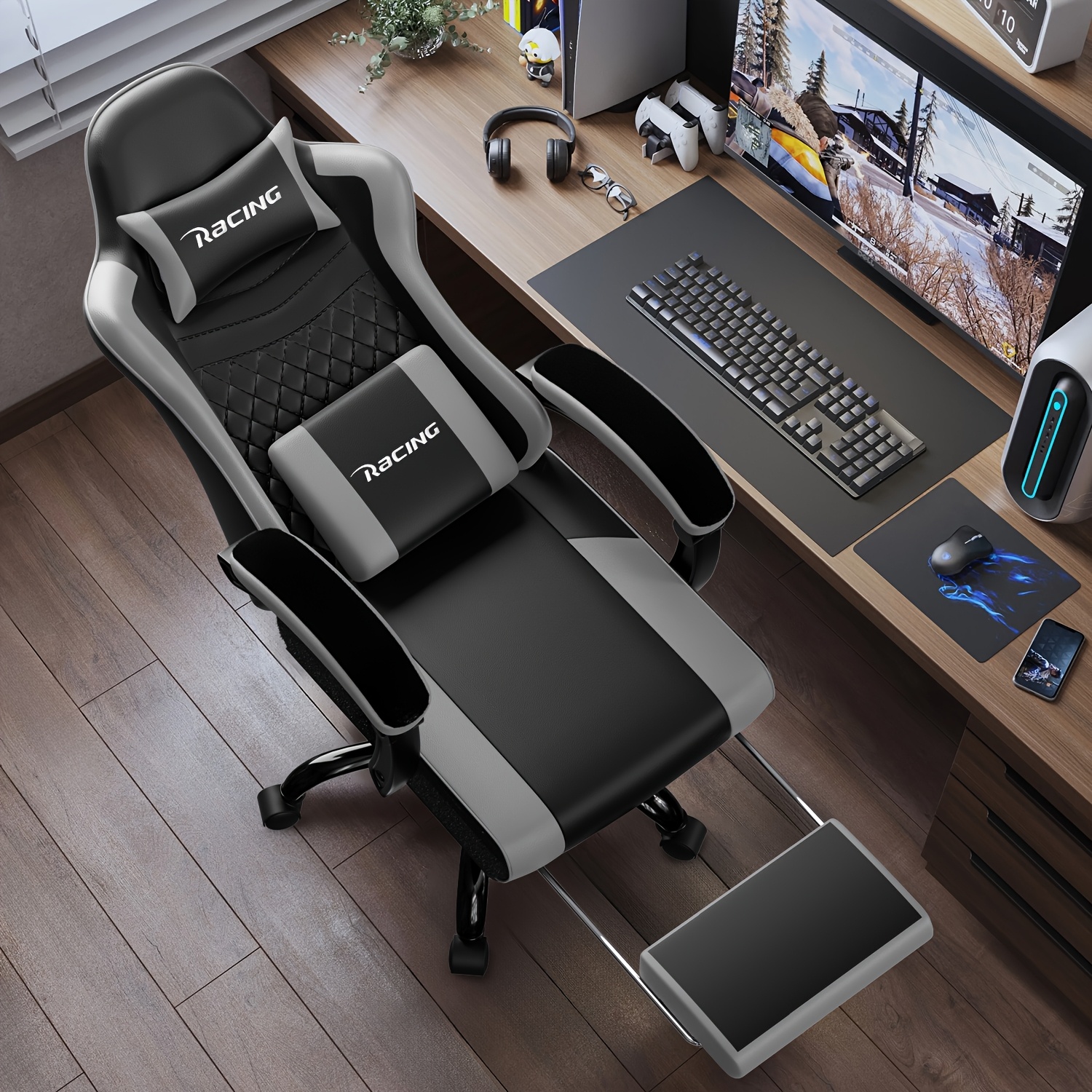 Gronfont gamingstoel met voetensteun