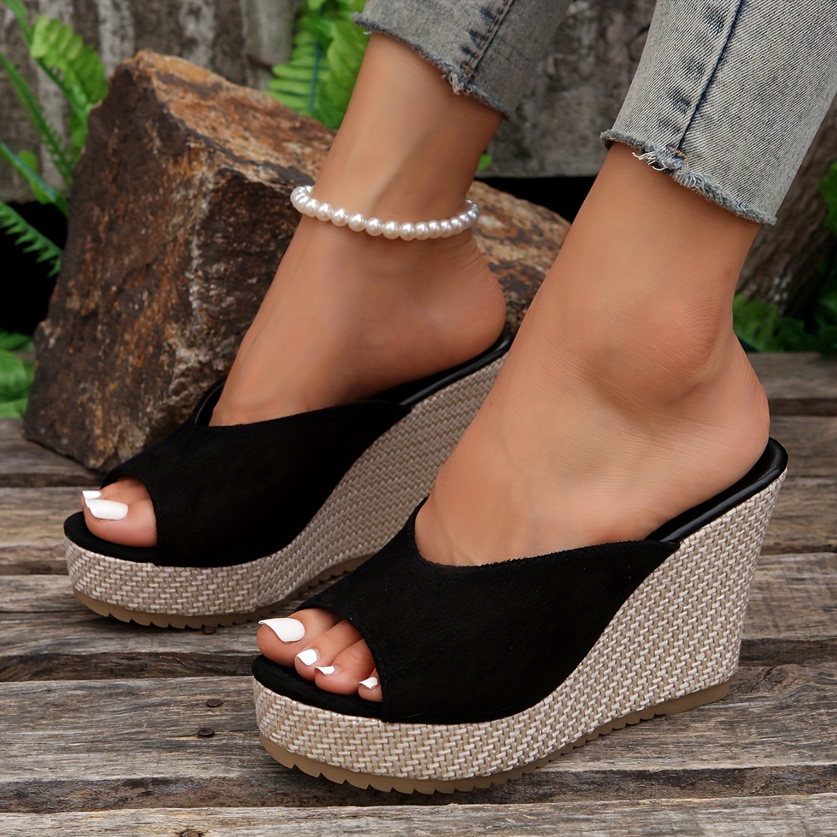 Women's Platform Wedge Sandals, Open Toe Cross Strap Slingback Heels,  Stylish Dress Sandals