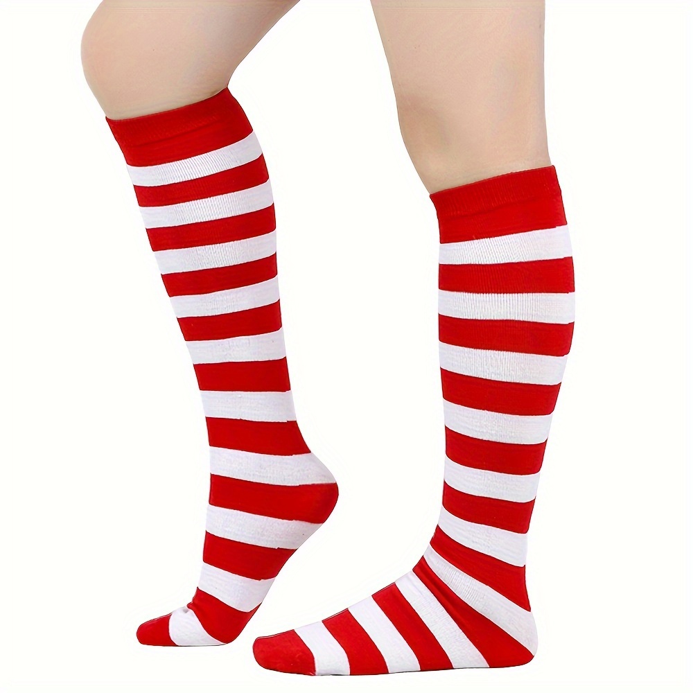 1 Pair//5 Pairs Of Striped Calf Socks, Knee-high Socks, Mid-calf Socks, Jk Socks, And Cosplay Socks Are Perfect For Holidays Like Halloween And Christmas, Making Them Ideal Gifts