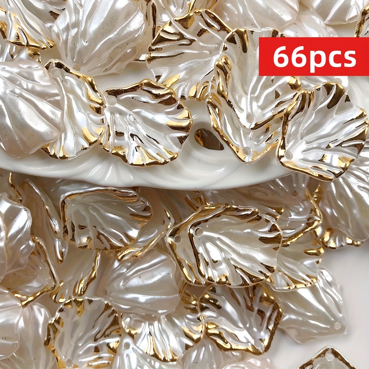 Image of 66pcs 17mm High-end Decorative Transparent Leaf Acrylic Beads - Used For Making, Bracelets, Necklaces, Accessories, Craft Supplies, Christmas And Halloween Decorative Beads