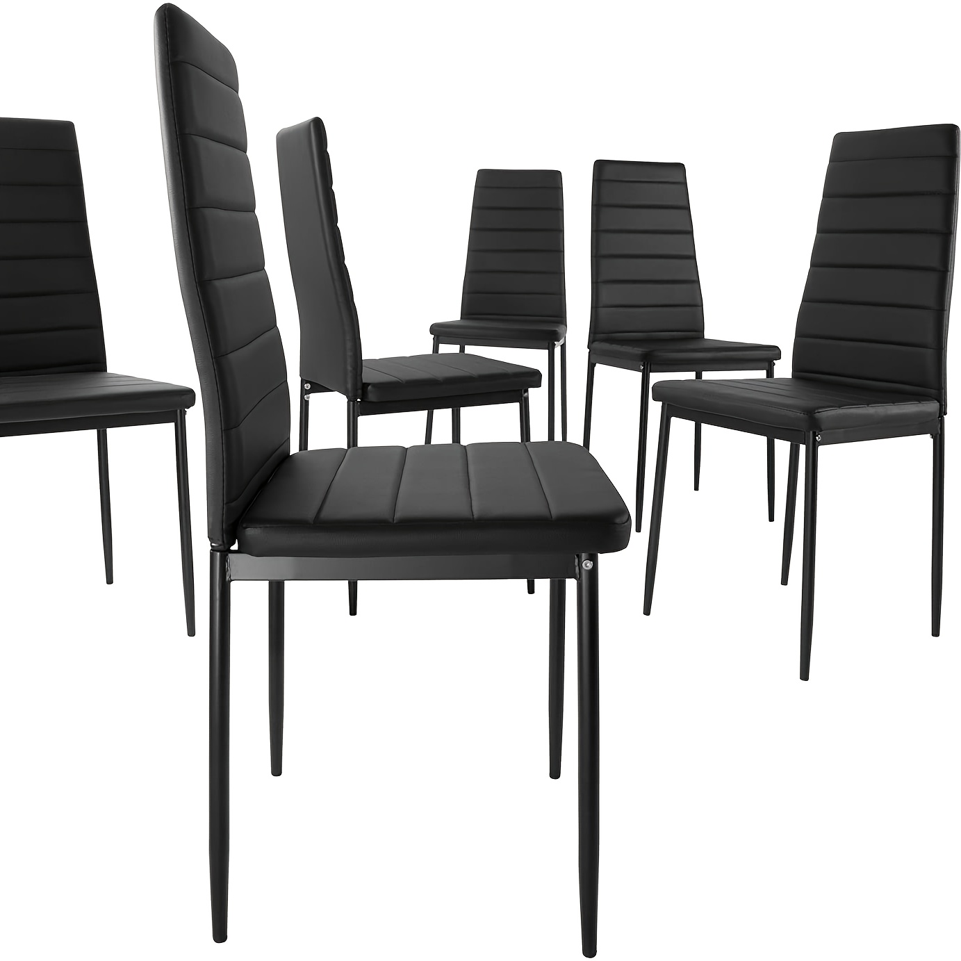 TEMU 2pcs Modern Fabric Dining Chairs/ High-back Modern Fabric Kitchen Chairs/ Modern Fabric Dining Chairs/ Horizontal Line Dining Chairs/ Black/