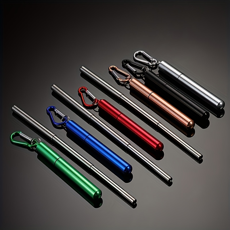 

Ensemble de Paille Télescopique en Acier Inoxydable 304 avec Boucle d'Alpinisme Coque en Aluminium Multicolore Set de Paille Réutilisable Portable pour Camping en