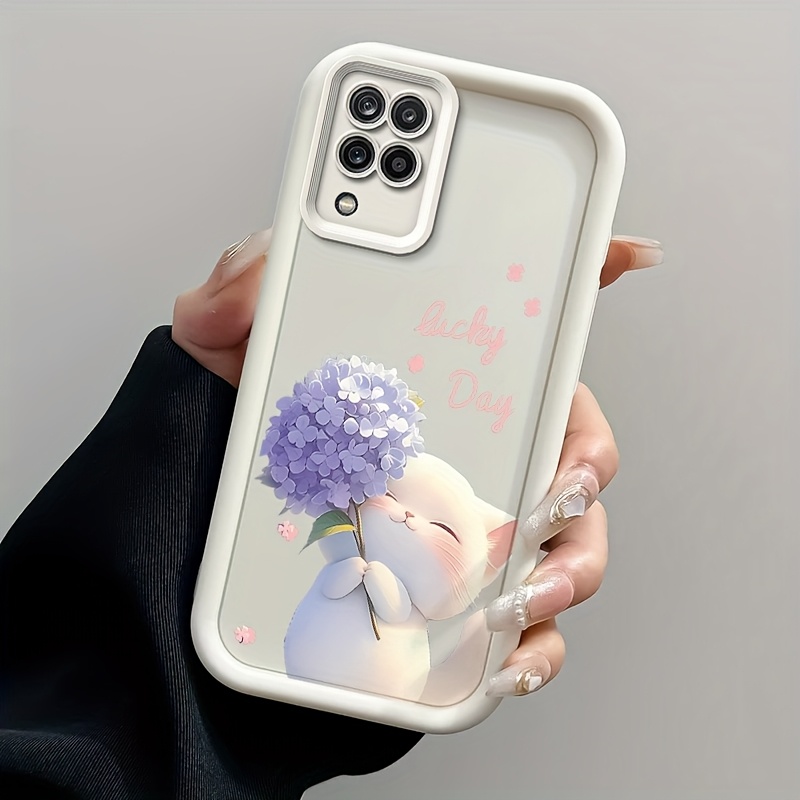 TEMU Cartoon Cute Cat Flower Phone Case For A12/a22/a22 5g - Soft Tpu Shockproof Full Coverage Back Cover Protective Mobile Shell