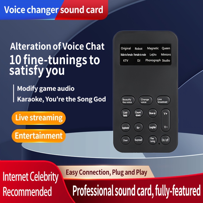 Mini changeur de voix portable Multiple Effet audio Live Sound Changing  Card Haut-parleur pour Mobil