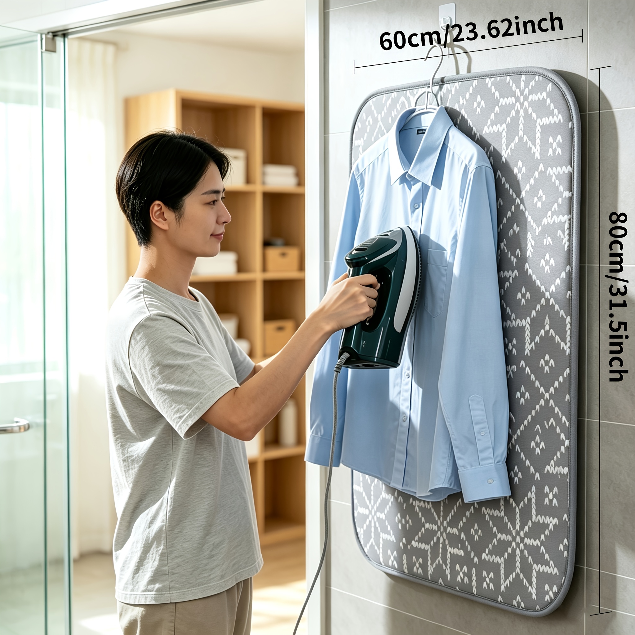 TEMU 1pc Portable Foldable Ironing Pad - 2-in-1 Hanging & Suitable For Home & Travel, Space-saving Ironing With Hanging Loop, Compact Ironing Board