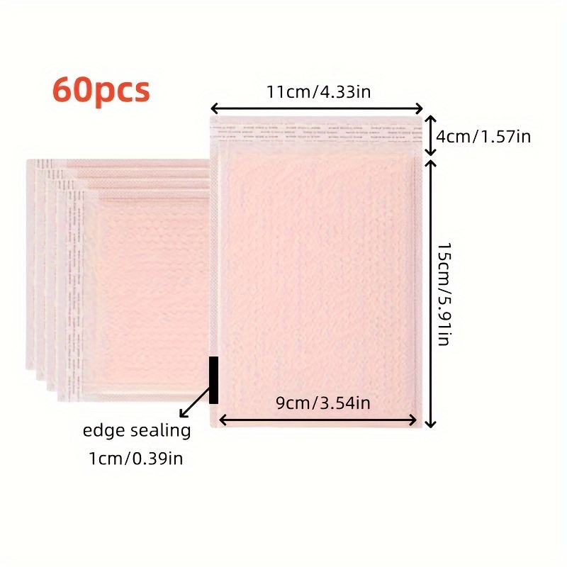E-shop 60 Stück, Co-Extrudierte Film Selbstklebende Luftpolsterverpackungsbeutel, Versand-Umschlag Verpackungsbeutel, 11 cm x 15 cm und 4 cm,