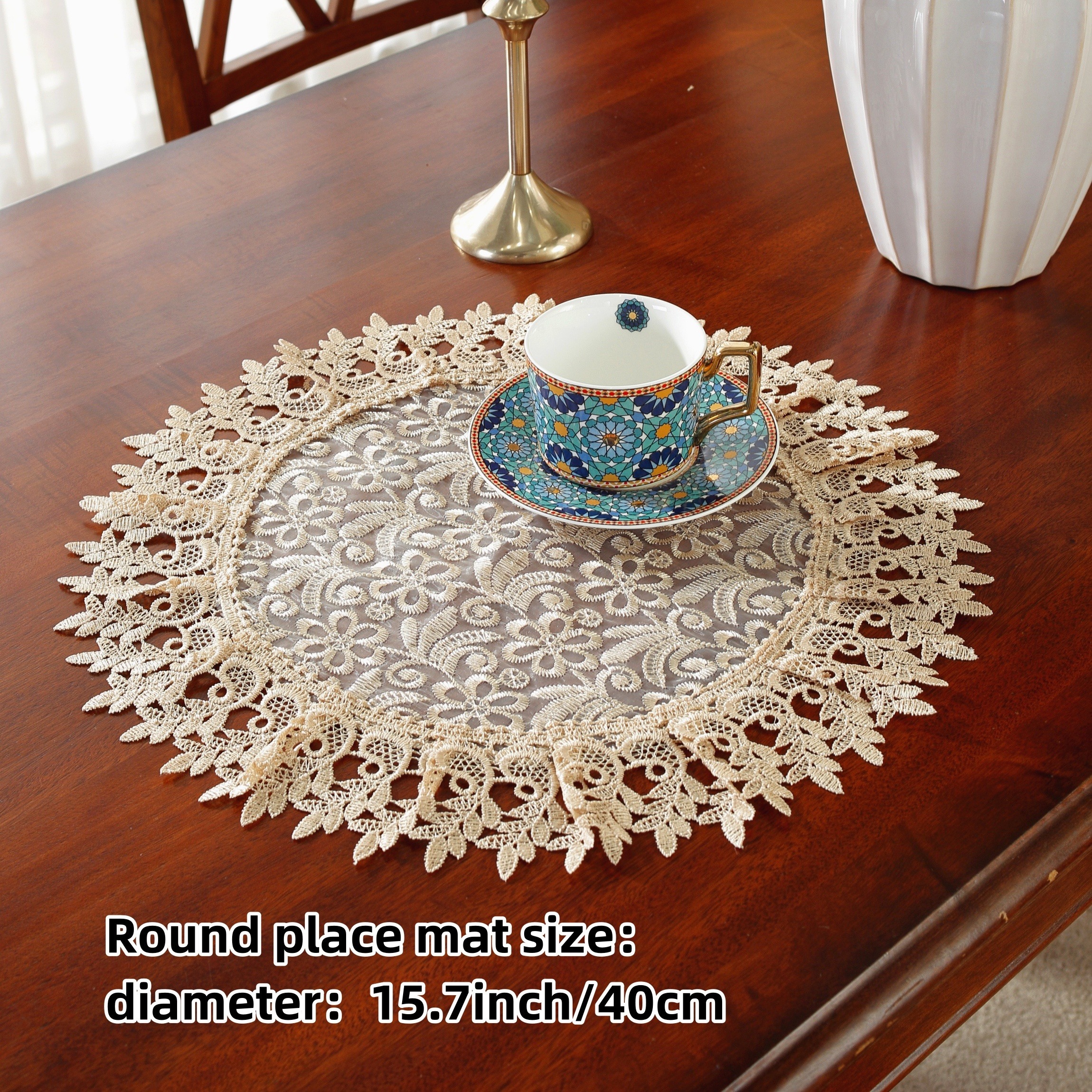 

1pc, Polyester Tablecloth, Transparent Mesh Fabric Exquisite Table Cover, Coffee Embroidery Floral Pattern Table Cloth With Lace Coffee Edging, Suitable For Home, Festival, Outdoor Picnic Decoration