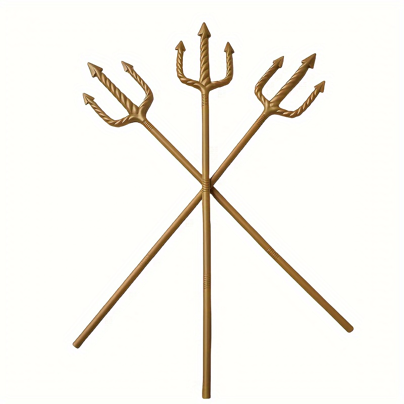 

1pc Golden Trident Model, Halloween Christmas Props Weapon, Larp Party Game Supplies Photo Props, Stage Show Accessories, Perfect Gifts And Collections