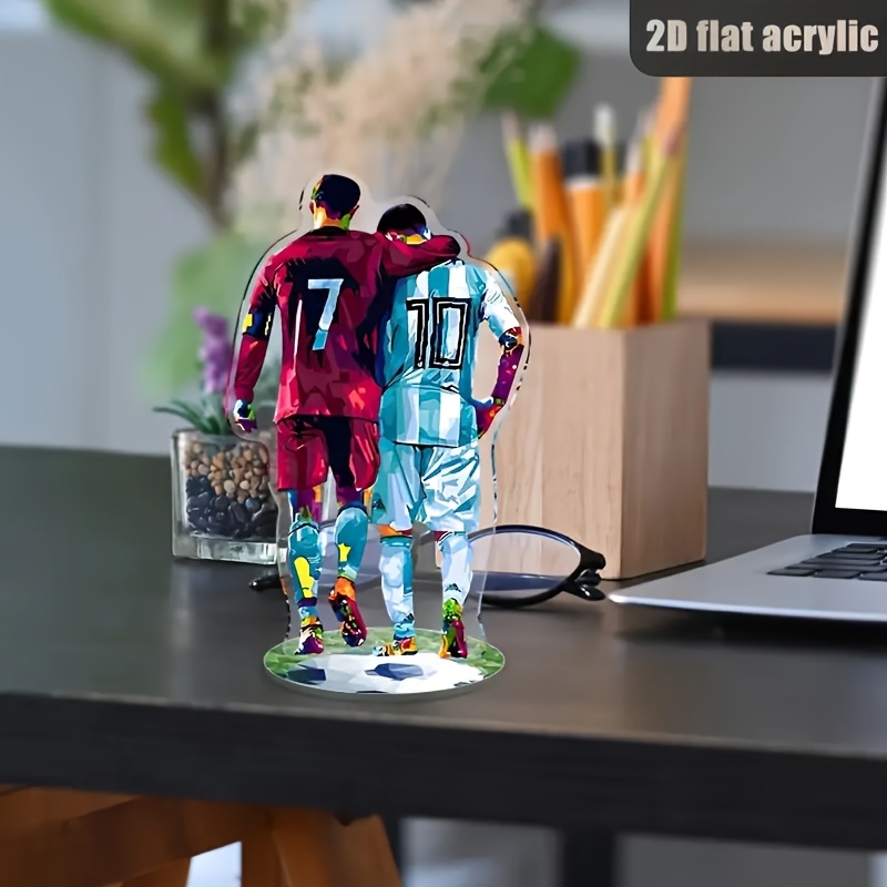 2d flat 1pc 2pcs acrylic football player silhouette decor 2d flat standing ideal for desk home   shop   for sports lovers office decoration vibrant design detailed footwear football accessories 0