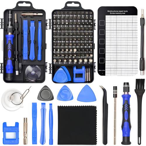 precision screwdriver set 124pcs electronics tool kit with 101 bits magnetic screwdriver set for computer laptop cell macbook iphone 5 repair