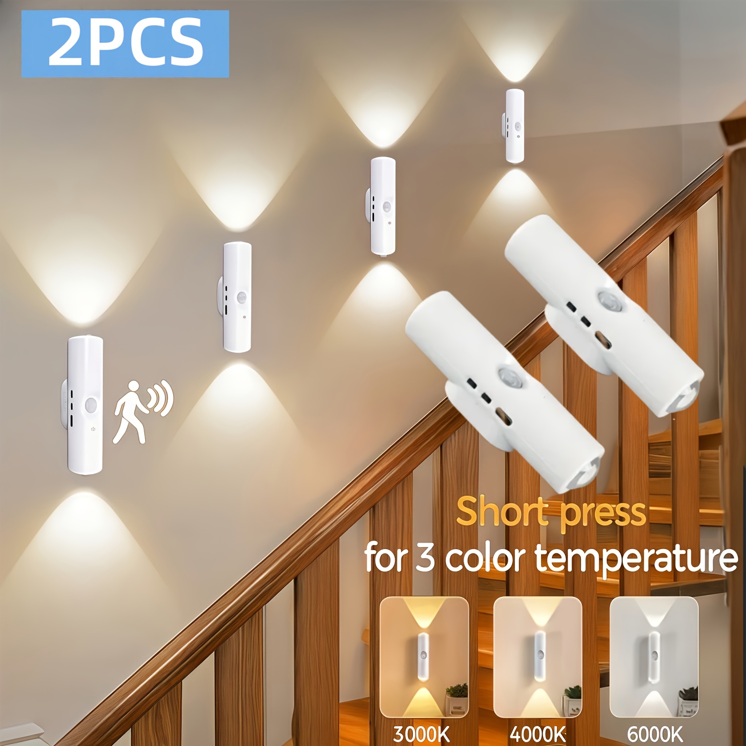 2/4pcs Luz Nocturna Inteligente con Sensor, Lámpara de Pared con Sensor, Luz Decorativa LED para Habitación, Luz Nocturna Recargable USB Blanca para Mesita de Noche, Iluminación Navideña para Dormitorio, Adecuada para Dormitorio, Pasillo, Escaleras y Oficina, Luz Ambiental