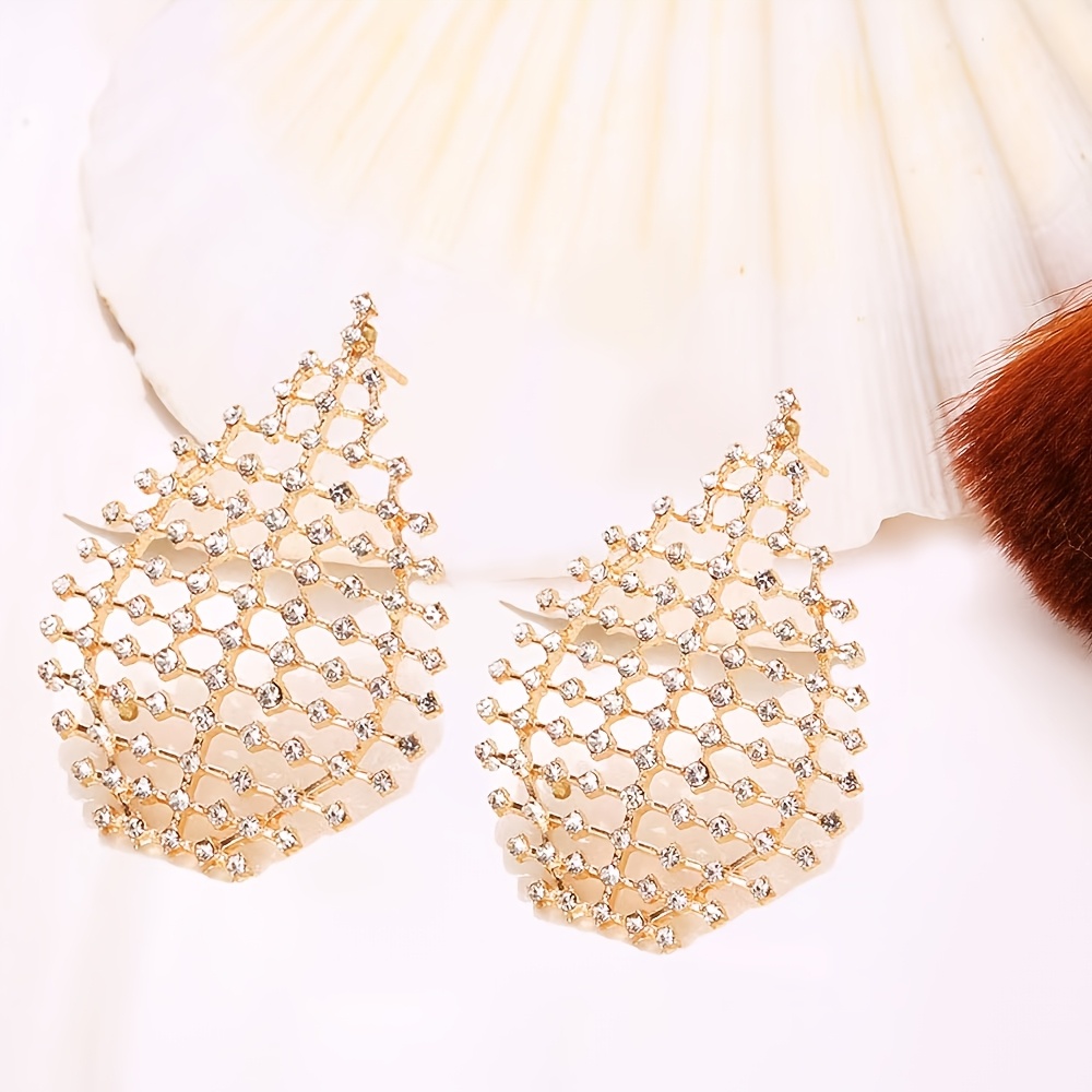 TEMU 1 Pair, Women's Vintage Teardrop Pendant Earrings - Tassel Design Mesh Jewelry, Elegant Party Wedding Daily Jewelry Gift, Luxury Statement
