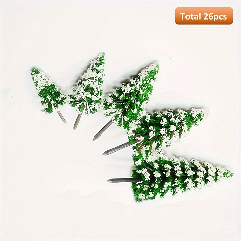 TEMU 26 Cedar Model Trees From 1.9-4.9 Inches, 5 Sizes Of Snow And Frost Model Trees, Scenery Model Trees For Christmas Decorations Winter Ornaments.