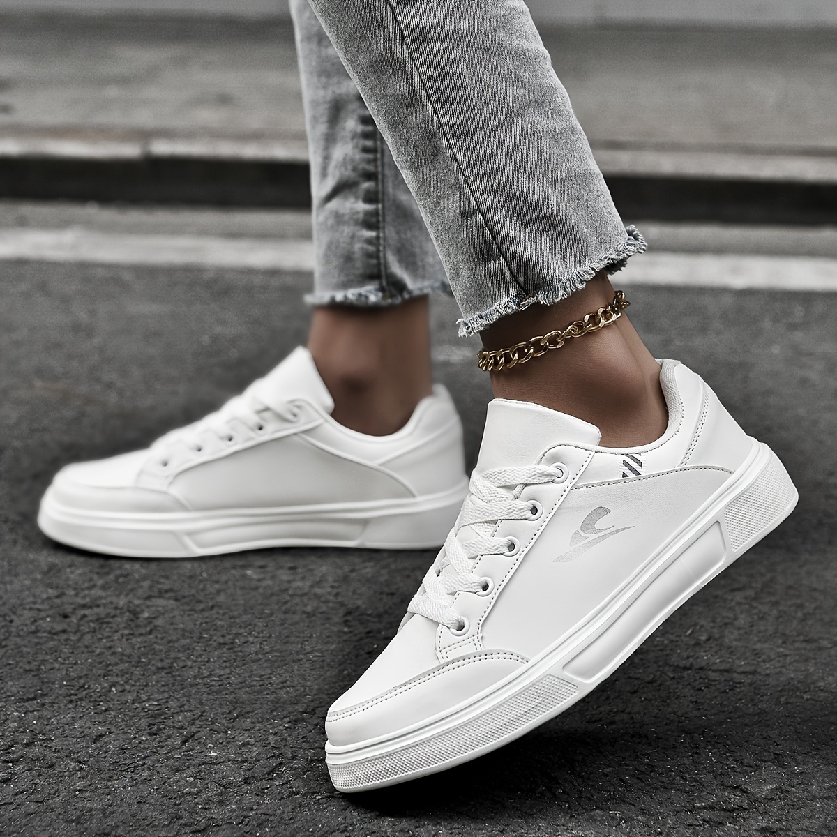 Zapatillas Blancas Tenis Blancos De Cuero Tenis Blancos Mujer