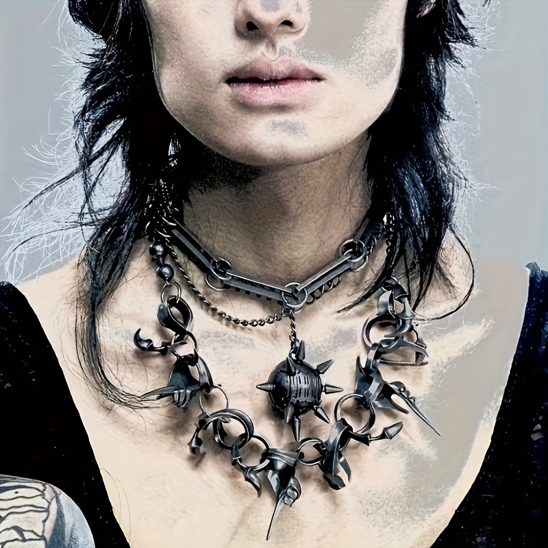 dark gothic punk choker necklace spiked thorn design - Temu Canada