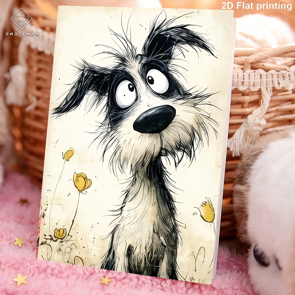 TEMU Jai Iman 96 Pages (non-repeating Patterns) A5 Size 2d Flat Vintage Pages With Dog Pets In Pet Ner Notebook For Personal , Sketchbook, Office,