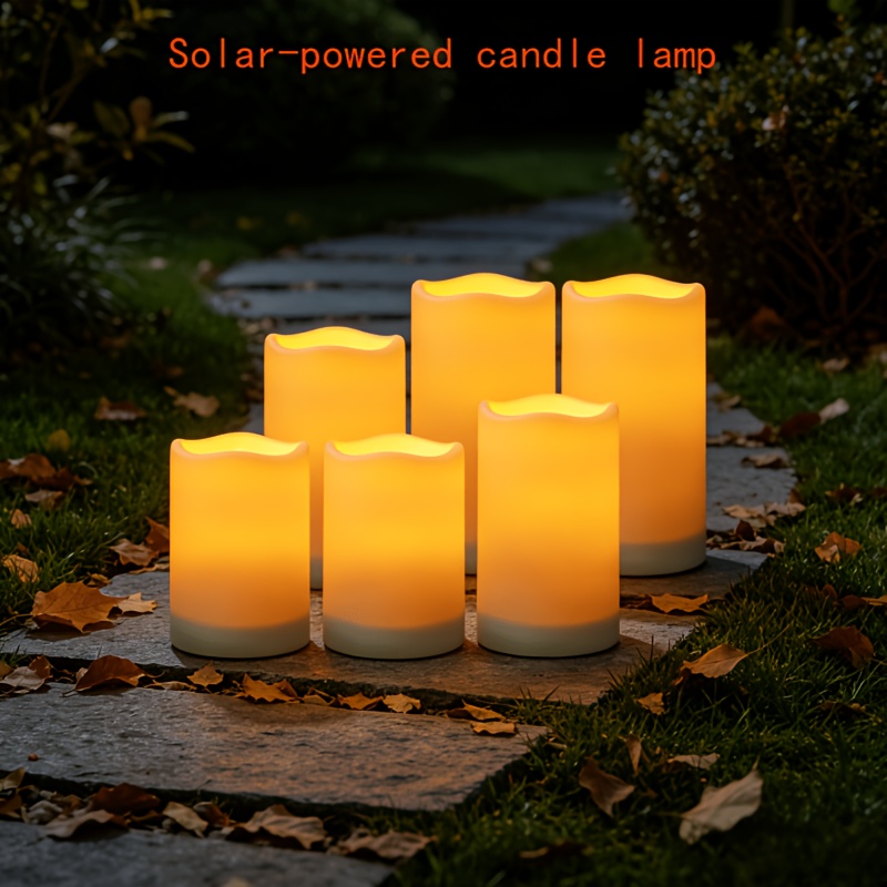 Image of Kakoya 6pcs Solar Candle Lamp Set, With Ip44 Design. To Worry About . Dining Room Decoration Items. Automatically Light , Store Electricity During . Suitable For Parties, Weddings And Birthdays
