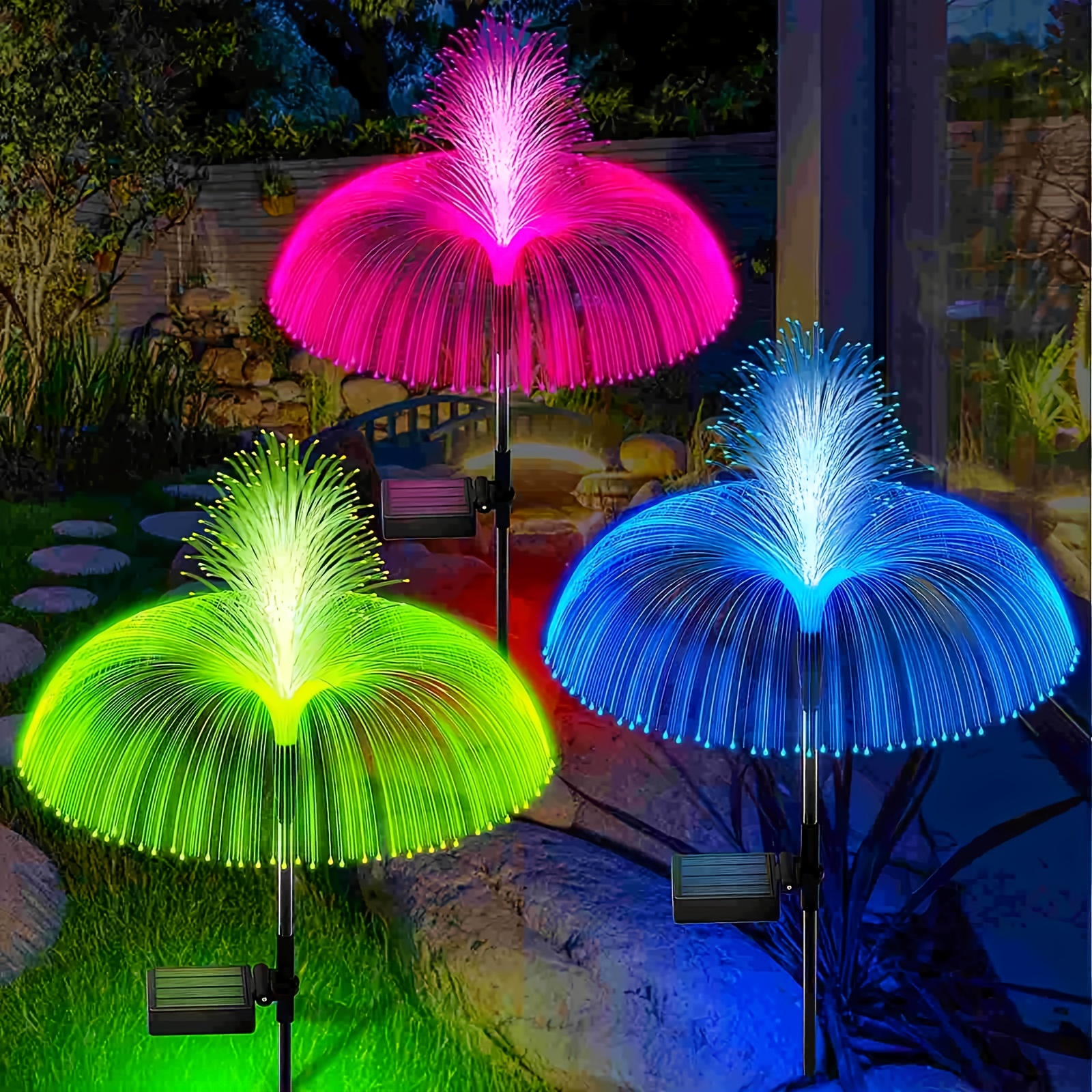 

3pcs Reeds 7 Colour Changing Reed Solar Flower Lights, Christmas Decoration