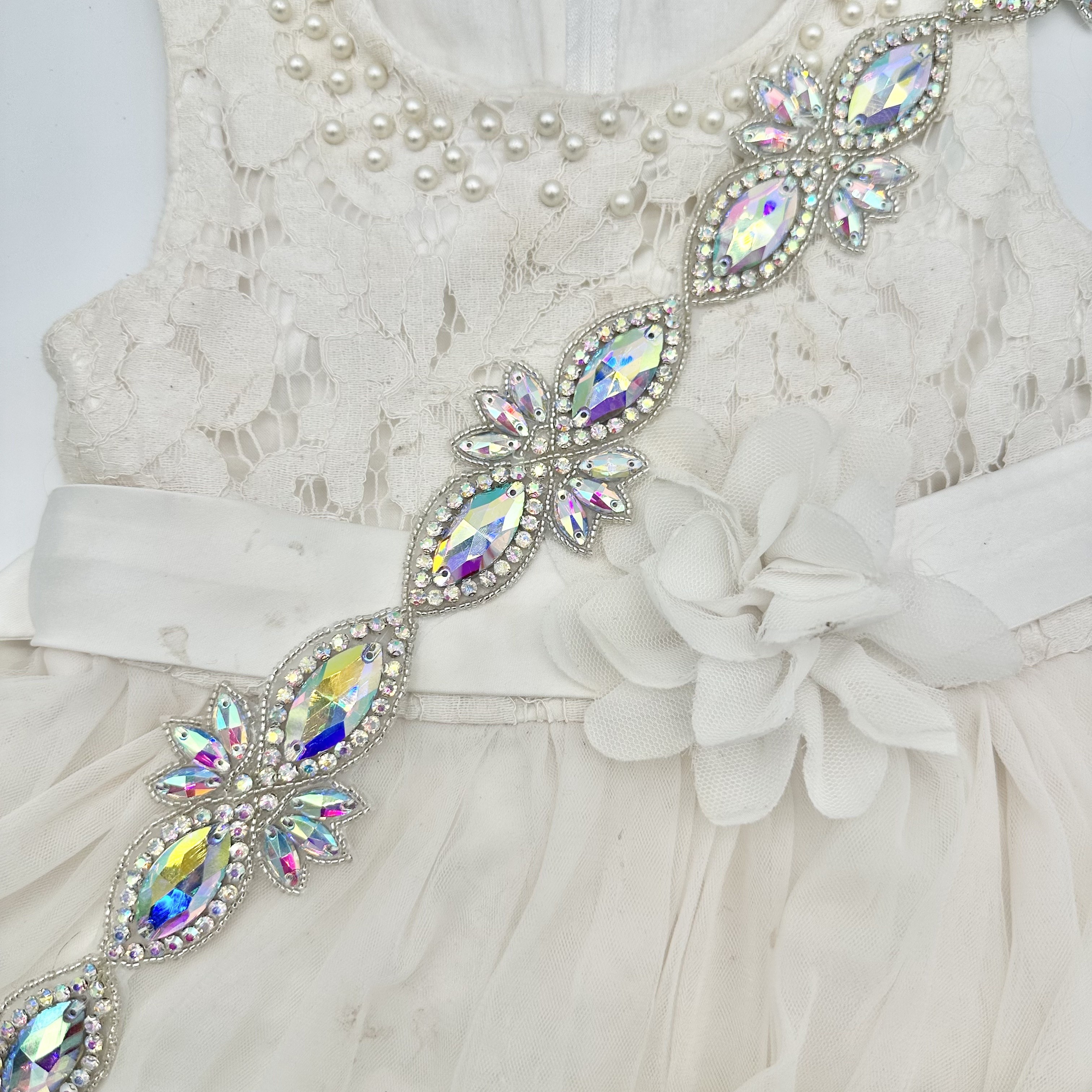bridal crystal applique trim elegant glass bead - Temu
