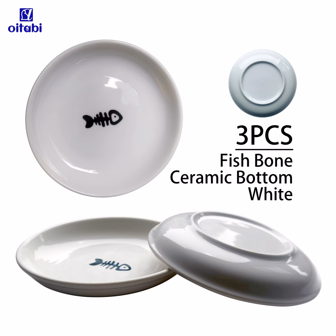 oitabi 3pcs ceramic cat food water bowls set non slip elevated compatible wide shallow bowls for indoor cats dishwasher anti whisker dishes with water paw print plate quiet feeding system Product details 6