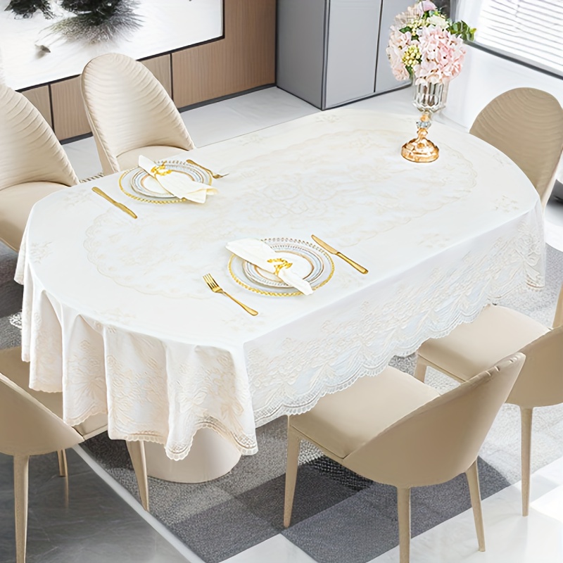 Ultimate Textile Tovaglia Ovale In Lino Poliestere Oro 182x305 Cm - Antimacchia E Antipiega, Lavabile In Lavatrice