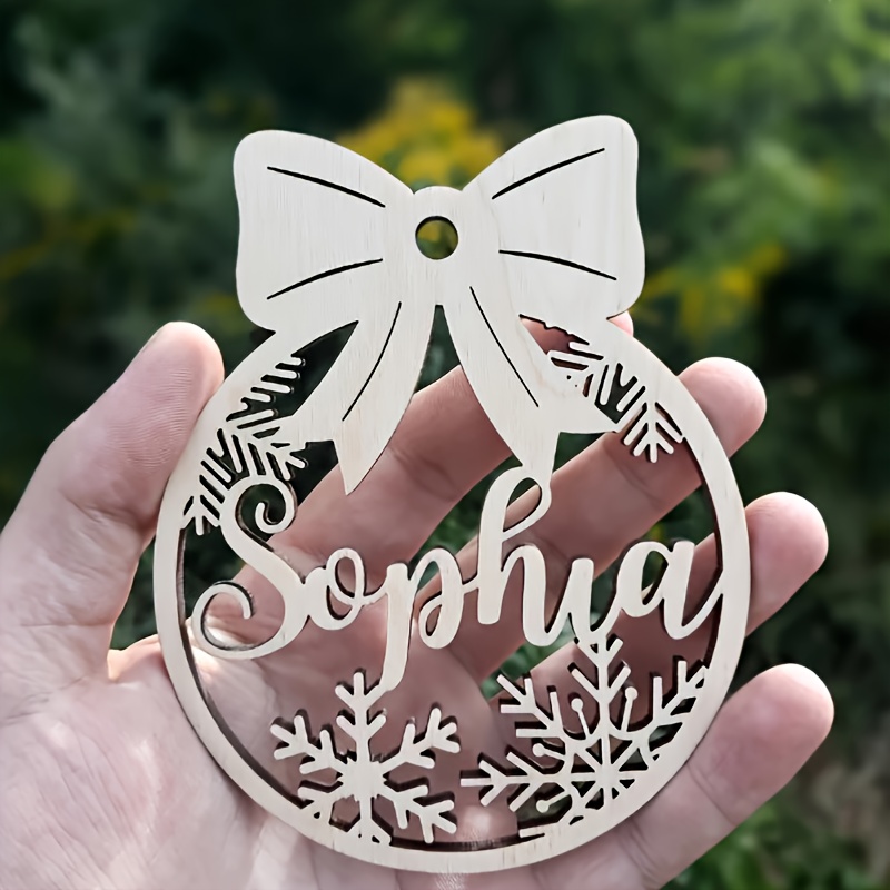 Personalized Name Custom Christmas Ornaments - Personalized Wooden Pendants Featuring Hollow Snowflake And Star Patterns - Suitable For Christmas, Thanksgiving, New Year Decorations - Perfect For