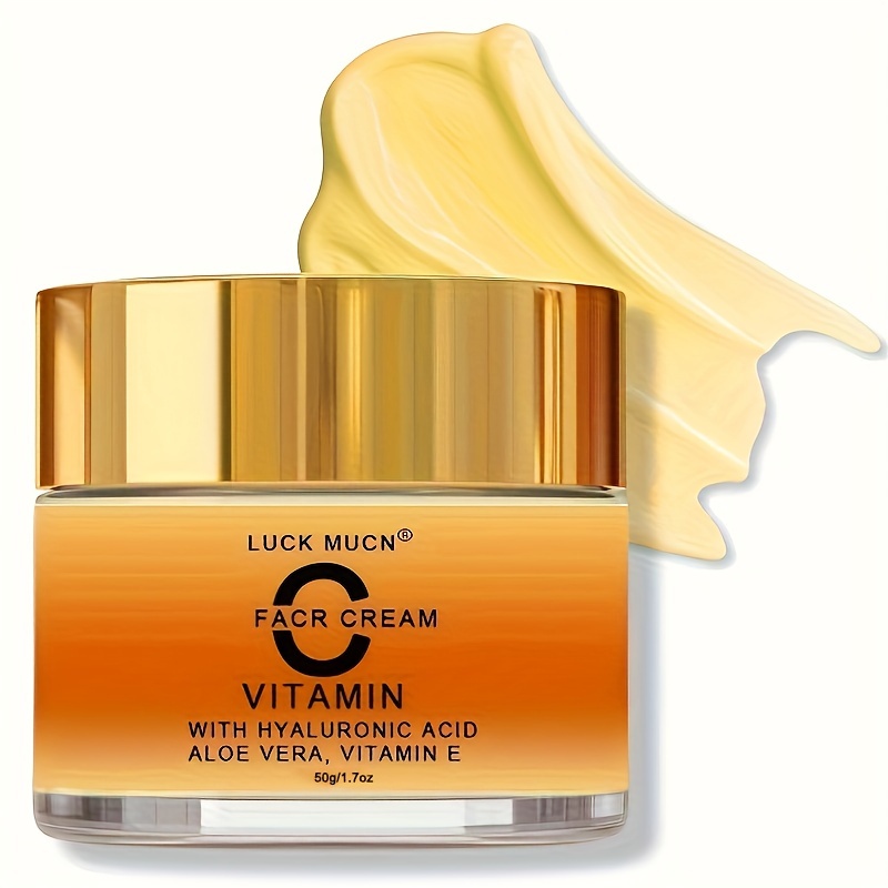 

50ml/1.7oz, Vitamin C Face Cream, Hyaluronic Acid & Vitamin E Infused, Moisturizing Cream For Face And Eye Area, Nourishing Skin Care Product For Enhanced Radiance