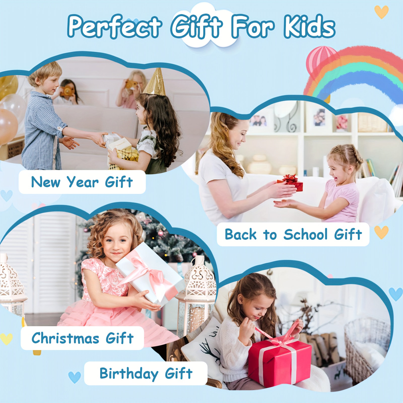 Kids Smart Phone For Girls Gifts - Holiday, Birthday Gift For Any Age Year Old, Kids Cell Phone Toy With 3 Inch Touchscreen, Photo Camera, Learning, Kid Mp3 Player, Games With 2+16GB, GPS, Face ID, Game Phone, Boys Travel Mini Smart Toy Phone