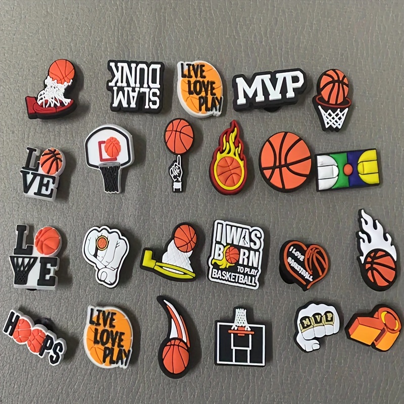 

23pcs Basketball Sports Lovers Series Shoe Charms For Clogs Jigs Bubble Slides Sandals, Pvc Shoe Decoration Accessories For Men And Women, Christmas Birthday Gift, Party Favors