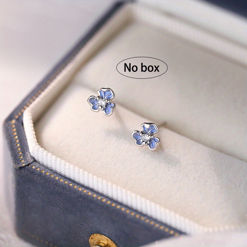 TEMU Un par de pendientes de flores azules para mujer, dulces y , exquisitos y frescos, perfectos para viajes diarios y citas, adiciones versátiles