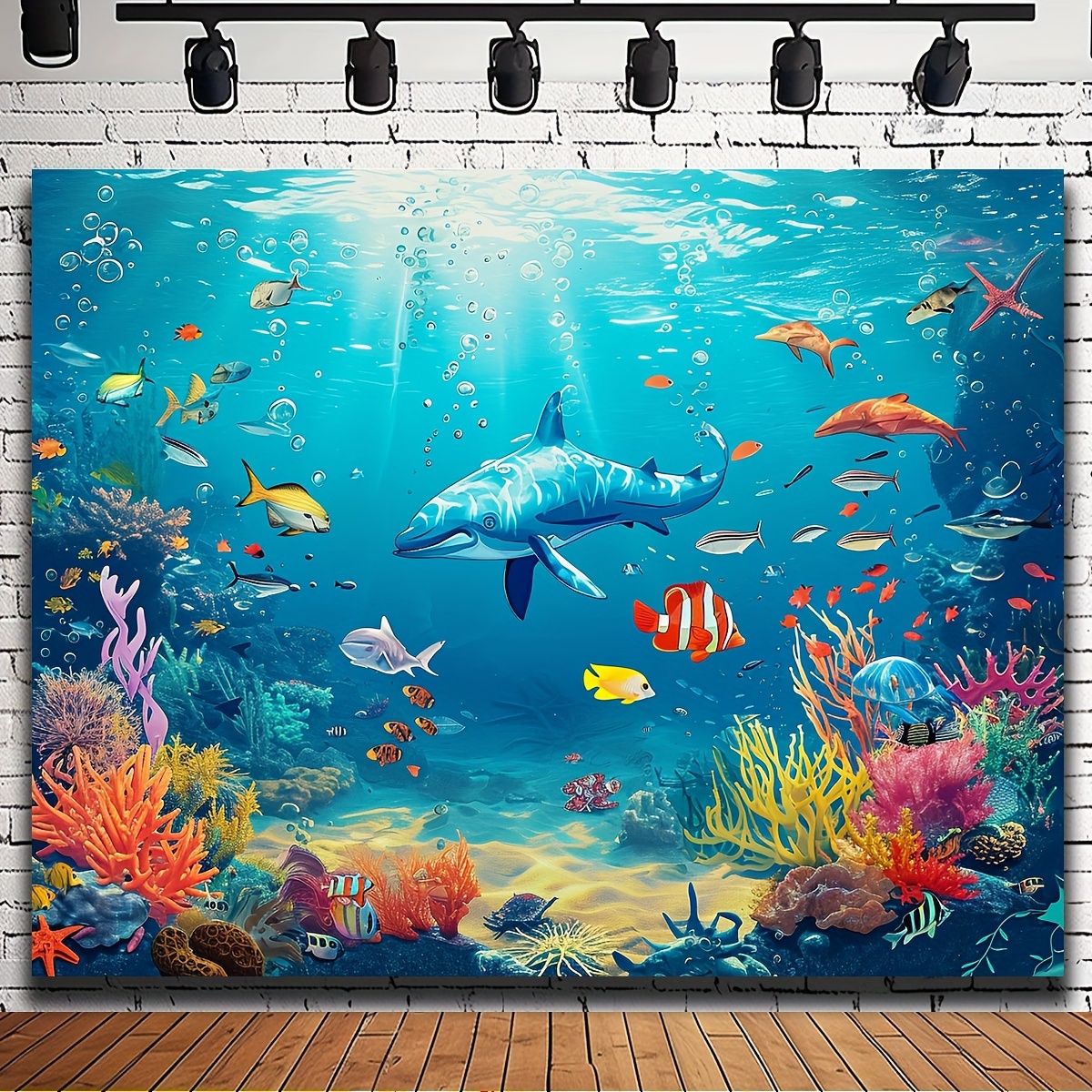 Under The Sea Photography Backdrop Ocean Theme Birthday Background Banner  for Boy Girl Underwater World Birthday Party Decorations Supplies