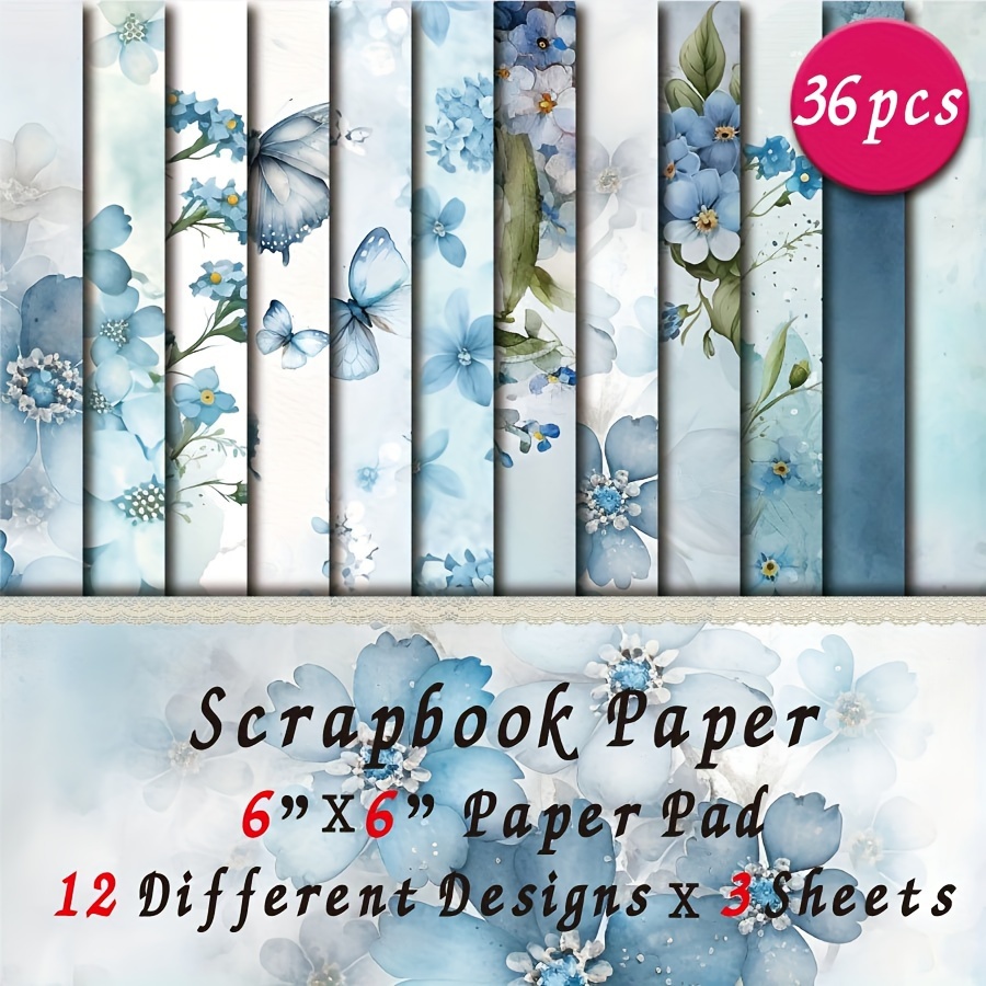 

Blue Phalaenopsis Scrapbook Paper Pad - 36 Sheets, 6x6 Inch, Artistic Craft Patterns For Diy Card Making & Decorative Backgrounds Paper Flowers For Crafts Designer Floral Paper