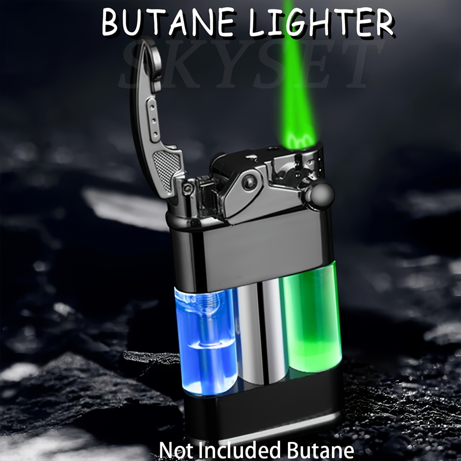 TEMU (butane Not Included) Gas Lighter, Lighter, Multifunctional Lighter, Illuminated , Adjustable Flame Size Lighter, Windproof Lighter, Rocker Arm