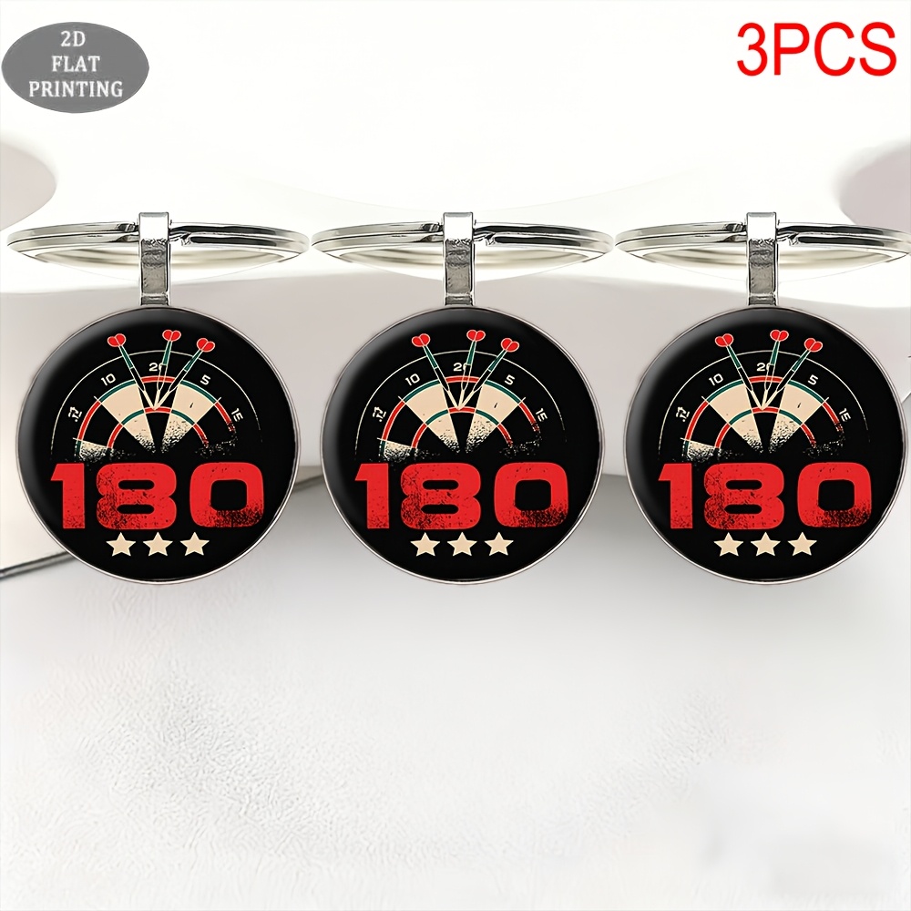 TEMU 2d Flat, 3pcs, Keychain, Dartboard 180-point Pattern Multipurpose Keychain, Key Ring, Key Chain, Unisex, Backpack Charm, Creative Key Pendant,