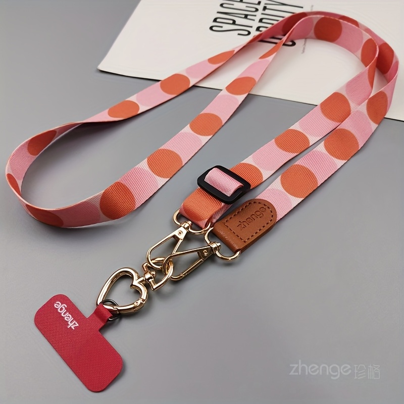 Wide Crossbody Phone Lanyard With Logo-printed Patterned Fabric Strap, Non-chafing, Sturdy, Durable, And Compatible