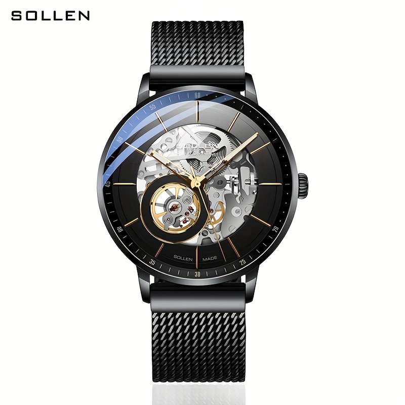 Image of Sollen Men' Mechanical Watch - Luxury Double Skeleton Ultra-thin Wristwatch, Fashionable Unique Gift For Boyfriend/husband Birthday (model 316)